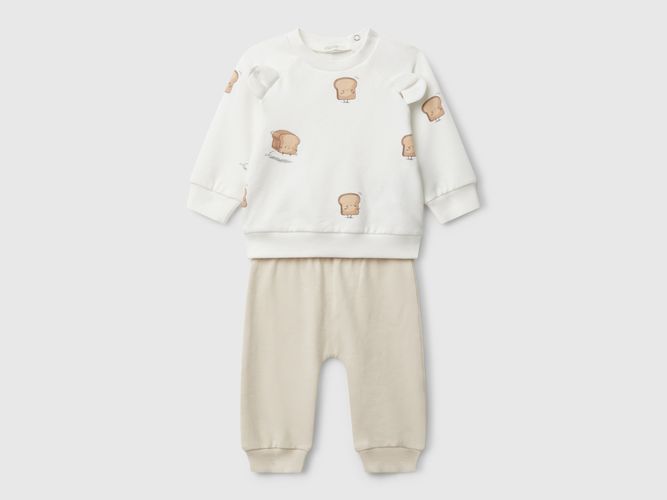 Benetton, Ensemble Sweat-shirt Imprimé, taille 0-1, Crème, Enfants - United Colors of Benetton - Modalova