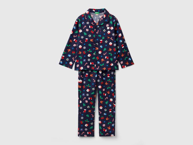 Benetton, Pyjama De Noël En Flanelle, taille 18-24, Bleu Foncé, Enfants - United Colors of Benetton - Modalova