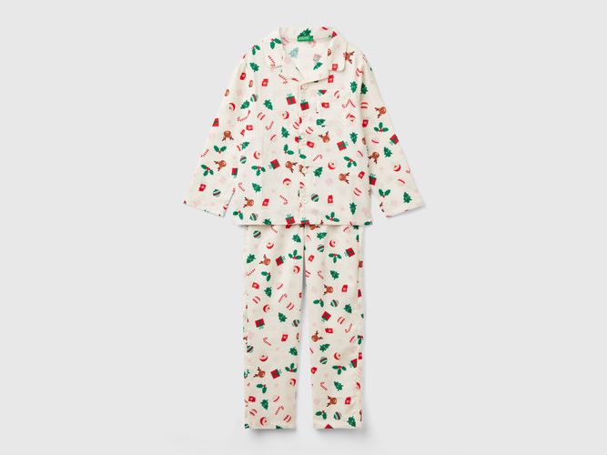 Benetton, Pyjama De Noël En Flanelle, taille 18-24, Crème, Enfants - United Colors of Benetton - Modalova