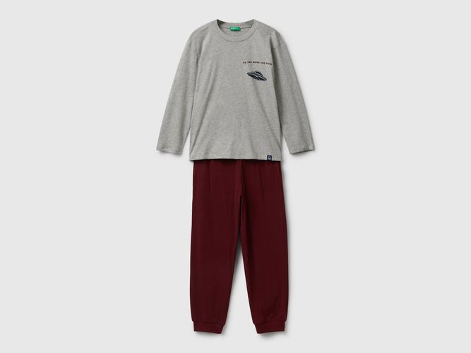 Benetton, Pyjama En Coton Avec Imprimé, taille 18-24, Gris Clair, Enfants - United Colors of Benetton - Modalova
