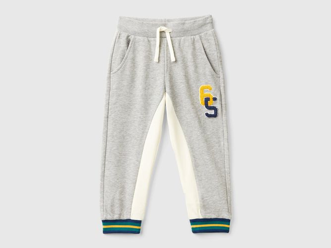 Benetton, Pantaloni In Felpa Con Ricamo, taglia 110, Grigio Chiaro, Bambini - United Colors of Benetton - Modalova