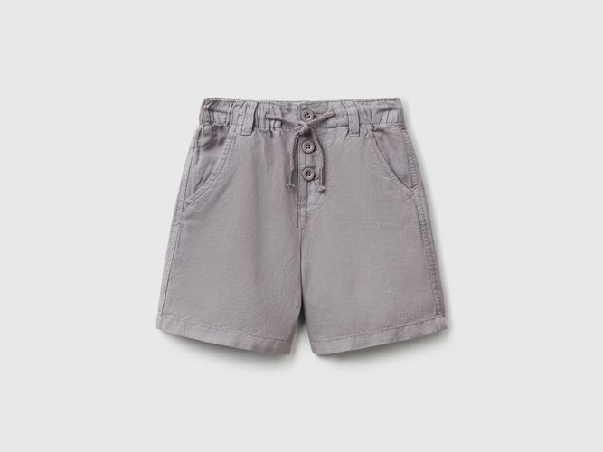 Benetton, Bermuda Avec Cordon De Serrage En Lin Mélangé, taille 12-18, Gris, Enfants - United Colors of Benetton - Modalova