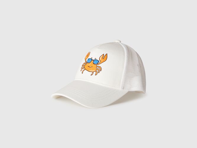 Benetton, Casquette De Baseball En Coton Et Maille, taille 12-24, Crème, Enfants - United Colors of Benetton - Modalova