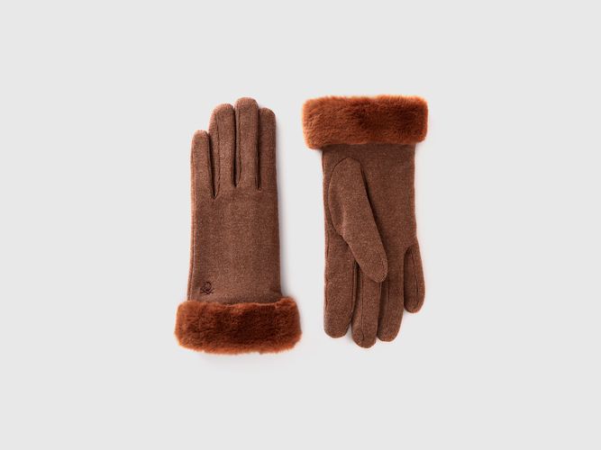 Benetton, Gants En Microfibre, taille L, Marron Foncé - United Colors of Benetton - Modalova