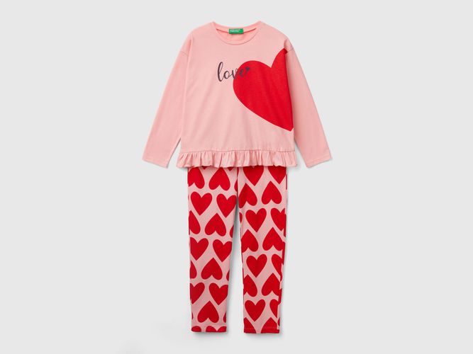 Benetton, Pyjama À Caurs En Coton À Fibre Longue, taille 2XL, Rose, Enfants - United Colors of Benetton - Modalova