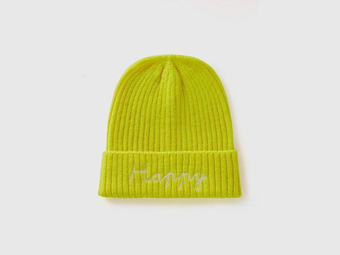 Benetton, Bonnet Jaune Fluo À Broderie, taille OS - United Colors of Benetton - Modalova