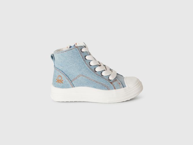 Benetton, Baskets Montantes Effet Denim, taille 20, Bleu Clair, Enfants - United Colors of Benetton - Modalova