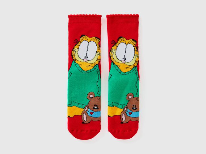 Benetton, Chaussettes Antidérapantes Garfield 2024 By Paws, Inc., taille 1-2, Rouge, Enfants - United Colors of Benetton - Modalova