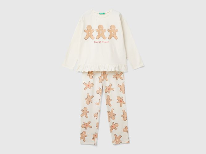 Benetton, Pyjama De Noël En Coton Chaud Stretch, taille 18-24, Crème, Enfants - United Colors of Benetton - Modalova