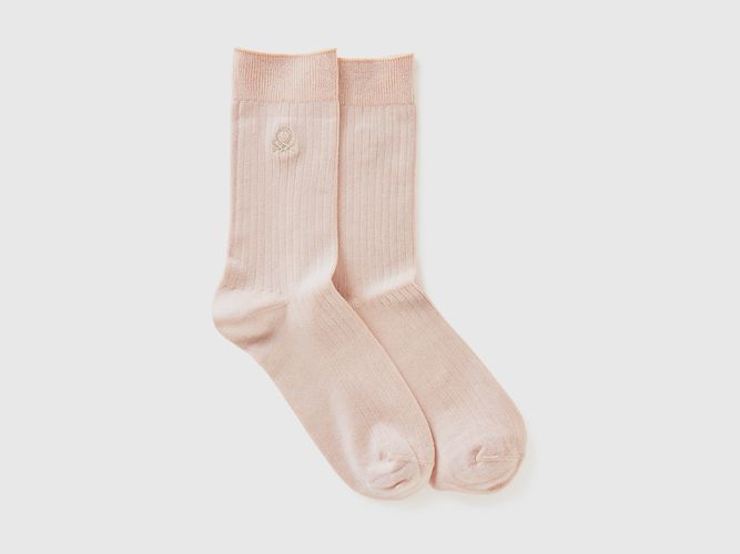 Benetton, Chaussettes À Bords-côtes Et Logo, taille 36-41, Rose - United Colors of Benetton - Modalova