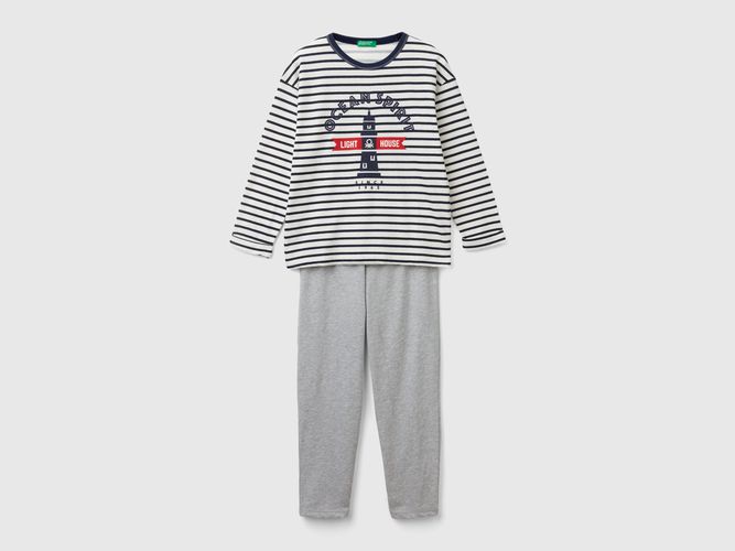 Benetton, Pigiama Con Maglia A Righe, taglia S, Grigio, Bambini - United Colors of Benetton - Modalova