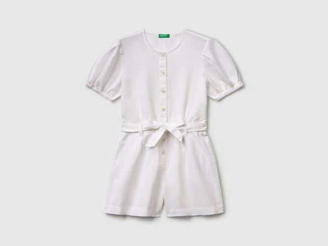 Benetton, Combinaison En Lin Mélangé Avec Ceinture, taille 2XL, Blanc, Enfants - United Colors of Benetton - Modalova