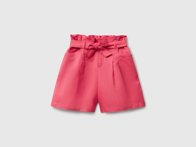Benetton, Bermuda Paperbag En Lin Mélangé, taille 2XL, , Enfants - United Colors of Benetton - Modalova