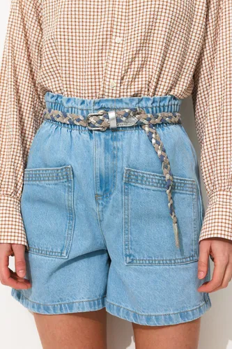 Ceinture tressée en cuir Imprimé bleu - Promod - Modalova