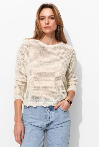 T-shirt en maille filet Ecru - Promod - Modalova