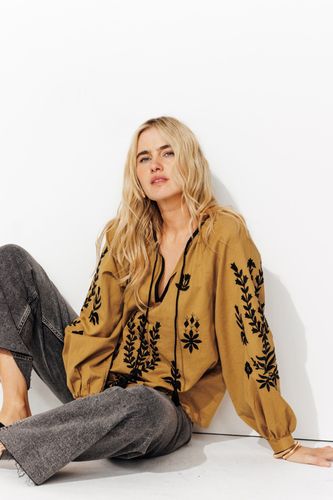 Promod Blouse brodée Femme Ocre S - Promod - Modalova