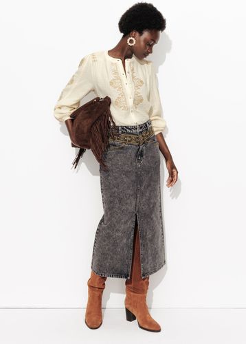 Chemise brodée point de croix Ecru - Promod - Modalova