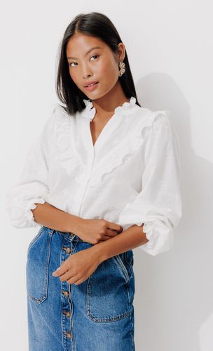 Chemise brodée en coton Ecru 38 - Promod - Modalova