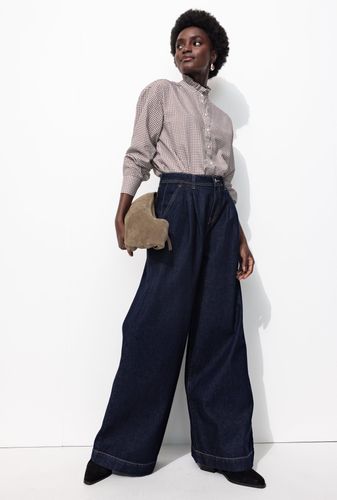 Chemise à col volanté Carreaux écrus S - Promod - Modalova