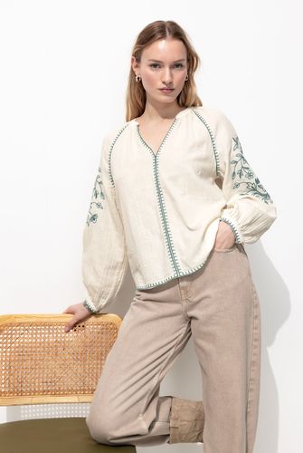 Promod Blouse brodée Femme Ecru 48 - Promod - Modalova