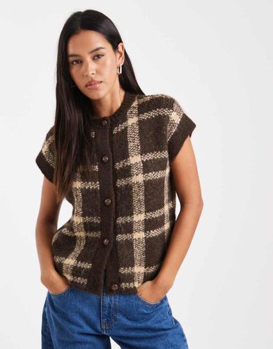 Gilet sans manches aspect laine Ã  carreaux - Marron-Multicolore Multicolore 44 female - 4th & reckless - Modalova