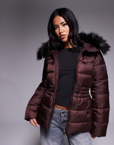 Cher - Doudoune ceinturÃ©e avec fausse fourrure - Bordeaux-Rouge Rouge 36 female - Barbour International - Modalova