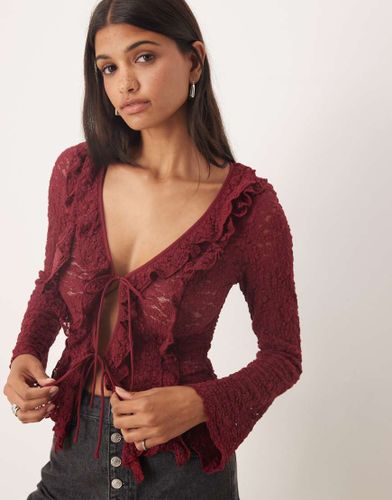 The Sky - Top manches longues en dentelle nouÃ© - Bordeaux-Rouge Rouge 34 female - KISS - Modalova