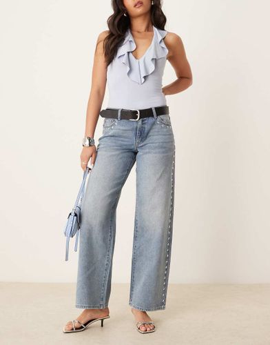 Jean large avec clous style western - Bleu clair délavé Bleu L female - Jdy - Modalova