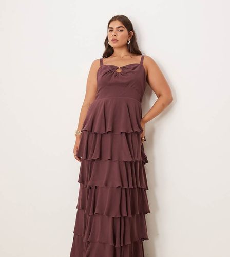 Sidney - Robe longue Ã  dÃ©tail anneau - Lie-de-vin foncÃ©-Rouge Rouge 46 female - Pretty Lavish Curve - Modalova