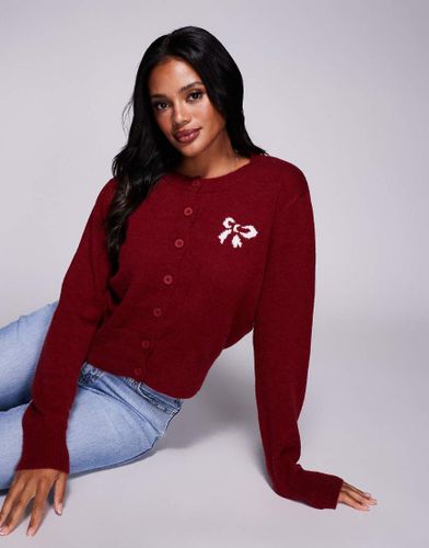 Polly - With a Bow - Gilet boutonné à motif naud - Bordeaux-Rouge Rouge XS/S female - Princess - Modalova