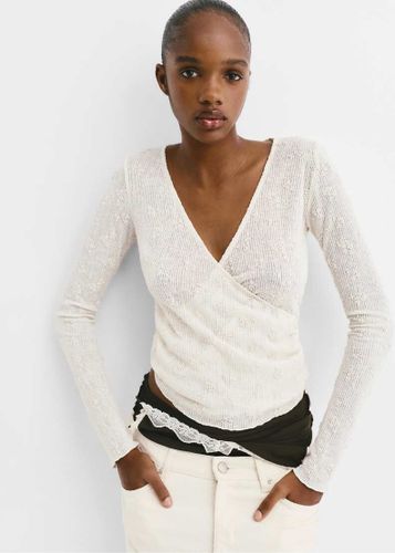 Pull & Bear - DÃ©bardeur cache-caur en maille fleurie - Beige-Neutre Neutre XS female - Pull&bear - Modalova