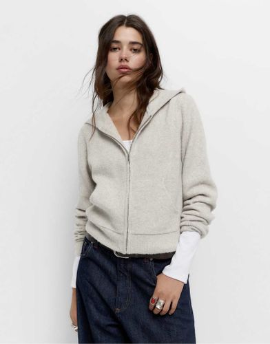 Pull & Bear - Sweat Ã  capuche en maille zippÃ© - Beige-Neutre Neutre L female - Pull&bear - Modalova