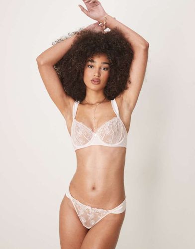 Adalina - Soutien-gorge Ã  balconnets brodÃ© en satin - Perle-Blanc Blanc 85 E female - Boux Avenue - Modalova