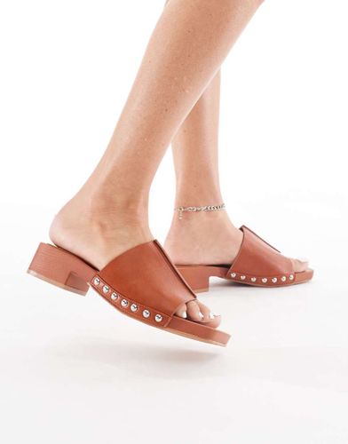 Sandales à talon avec bride à clous en imitation daim - Fauve-Marron Marron 37 female - London Rebel - Modalova