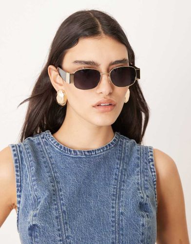 Lunettes de soleil rondes en mÃ©tal avec branches Ã©paisses et verres fumÃ©s-DorÃ© DorÃ© No Size female - Asos Design - Modalova