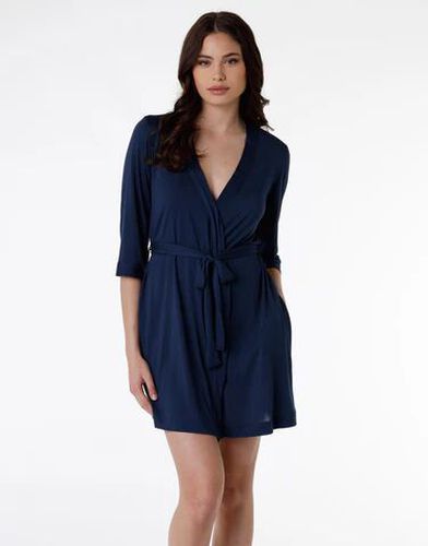 Robe de chambre avec manches trois-quarts en jersey 100% modal, bleu Bleu 36/38 - Dim - Modalova