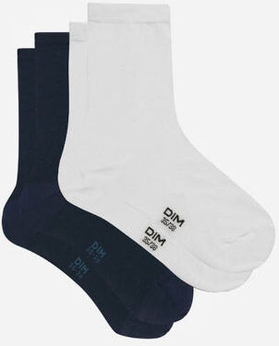 Lot de 2 paires de chaussettes Bleu Cachemire Gris Basic Coton Blanc 35/38 - Dim - Modalova