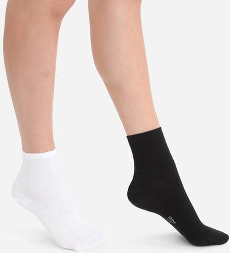 Lot de 2 paires de socquettes en coton blanches et noires Noir 35/38 - Dim - Modalova