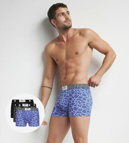 Lot de 3 boxers motifs Nuages Bleu Noir Vibes Bleu 4 - Dim - Modalova