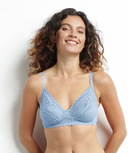 Soutien-gorge triangle sans armature dentelle florale Bleu Daily Dentelle Bleu 105C - Dim - Modalova