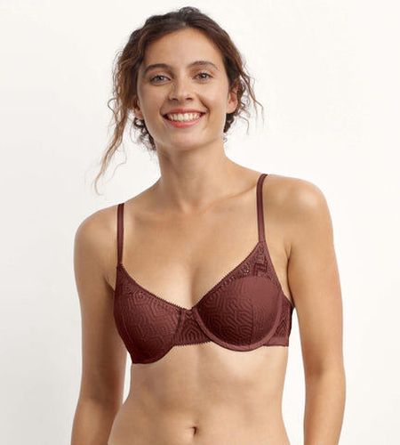 Soutien-gorge corbeille armatures dentelle graphique Cacao Mod de Marron 85B - Dim - Modalova