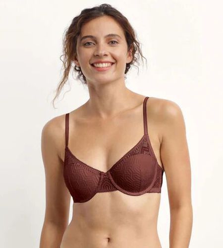 Soutien-gorge corbeille armatures dentelle graphique Cacao Mod de - Féminin - Taille 95C 95C - Dim - Modalova