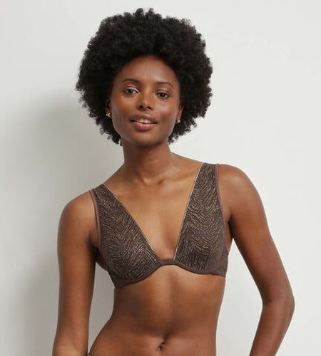 Soutien-gorge foulard en tulle Chocolat et zébrures or Generous Marron 95C - Dim - Modalova