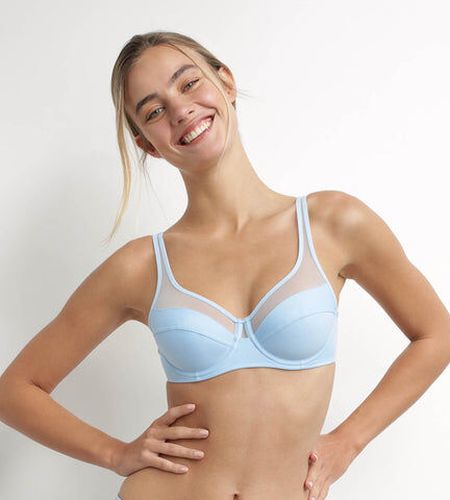 Soutien-gorge emboîtant en microfibre et tulle Bleu Chemise Generous Bleu 95F - Dim - Modalova