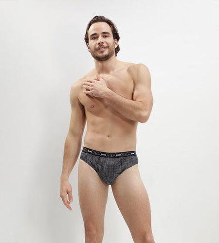 Lot de 3 slip en coton avec imprimé cube Gris Coton Print - Masculin - Taille 5 Bleu 5 - Dim - Modalova