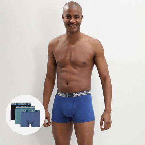 Lot de 3 boxers bleu noir coton stretch ceinture colorée Powerful Bleu 5 - Dim - Modalova