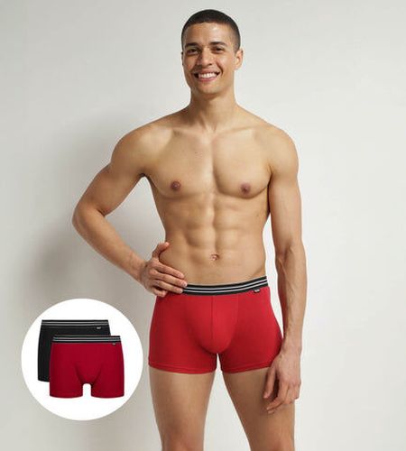 Lot de 2 boxers en coton stretch Rouge Carmin Noir Eco Rouge 4 - Dim - Modalova
