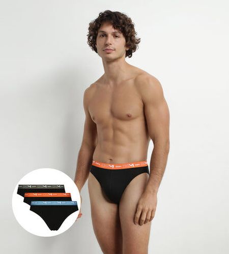 Lot de 3 slips Noir à ceinture Orange Vert Coton Stretch Noir 7 - Dim - Modalova