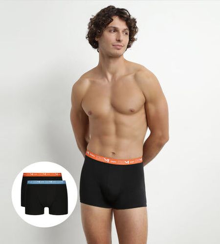 Lot de 2 Boxers Noir à ceinture Bleu et Orange Coton Stretch Noir 6 - Dim - Modalova