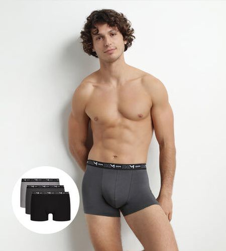 Lot de 3 boxers en coton Noir Gris Coton Stretch Gris 5 - Dim - Modalova
